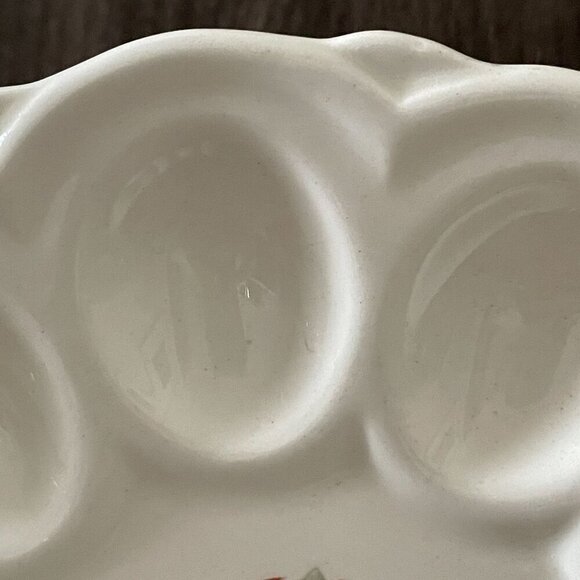 E. R. American Artware Pink Floral 12 Deviled Eggs Serving Platter Dish 9" - Picture 4 of 5